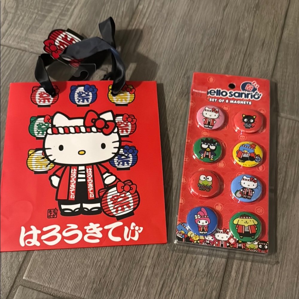 Hello Kitty Gift Bag and Magnet Set